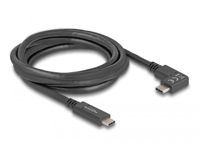 Kabel USB Delock Delock - USB-Kabel - 24 pin USB-C M zu 24 pin USB-C M gewinkelt - 3 A - 2 m - USB Power Delivery 60W, unterstutzt 4K 144 Hz 3840 x 2160, up to 5 Gbps data transfer rate, E-marker - Schwarz