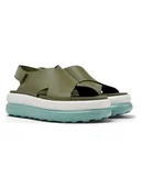 Sandały damskie - Camper Skórzane sandały "Pelotas Flota" w kolorze kahki na obcasie - miniaturka - grafika 1