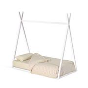 Łóżka dla dzieci i młodzieży - Białe łóżko dziecięce z litego drewna bukowego w kształcie domku 70x140 cm Maralis – Kave Home - miniaturka - grafika 1