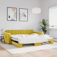 Łóżka - vidaXL Sofa rozsuwana, żółta, 100x200 cm, aksamit - miniaturka - grafika 1