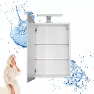 Szafki łazienkowe - Biała Szafka Łazienkowa Wisząca z Lustrem 40 x 60 cm Lampka Oświetlenie LED - miniaturka - grafika 1