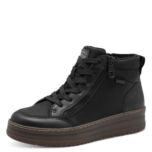 TAMARIS Comfort damskie buty Lace Boot Flat Duo-tex modne kozaki, Black Comb, 42 EU, czarny Comb, 42 EU