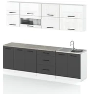 Meble kuchenne - Meble Kuchenne Kuchnia Robo Lux 2.6m Nowoczesna Modułowa Biały Połysk Szary - miniaturka - grafika 1