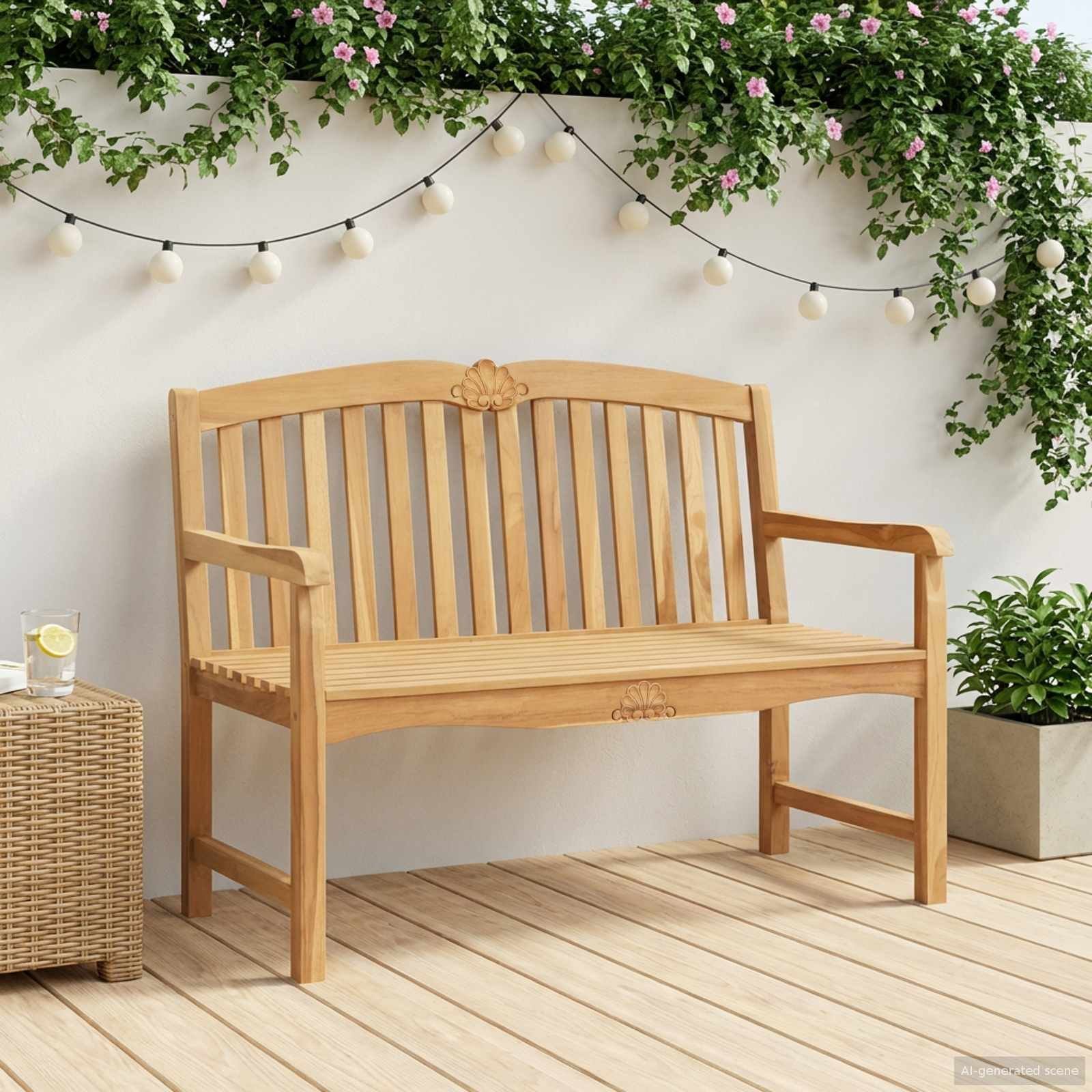 vidaXL Ręcznie rzeźbiona ławka różana naturalny 114 x 60 x 95 cm