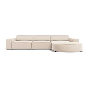 Beżowa aksamitna sofa narożna (prawy narożnik) Jodie - Micadoni Home - Narożniki - miniaturka - grafika 1