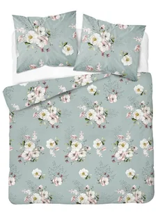 Pościel satynowa 160x200 szara biała różowa kwiaty Home Satin - Pościel - miniaturka - grafika 1