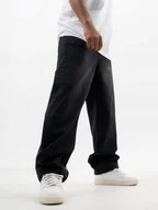 Spodnie męskie - SPODNIE BAGGY JEANSOWE Męskie SZEROKIE Sprane Czarne Jigga Wear Korona XL - miniaturka - grafika 1