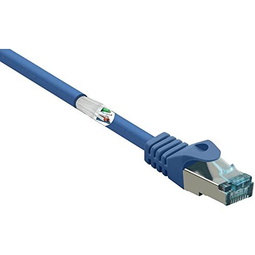 Basetech BT-2270670 RJ45 kabel sieciowy, kabel krosowy CAT 6a S/FTP 3,00 m niebieski z zabezpieczeniem zatrzasku, niepalny 1 szt.