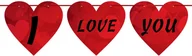 Walentynki - Baner wiszący serca I Love You na Walentynki - 2m - miniaturka - grafika 1
