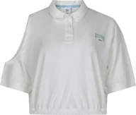Bluzki damskie - REEBOK - BLUZA DAMSKA CL VARSITY TOP HT7854 bluzka krótki fason ecru - miniaturka - grafika 1