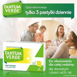Tantum Verde smak cytrynowy, pastylki twarde, 3 mg, 30 szt. - Przeziębienie i grypa - miniaturka - grafika 3