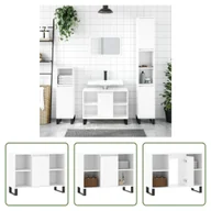 Szafki łazienkowe - The Living Store szafka łazienkowa biały wysoki połysk 80x33x60 cm materiał drewnopochodny - miniaturka - grafika 1