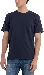 Koszulki męskie - Replay Męski T-shirt krótki rękaw okrągły dekolt, niebieski (Midnight Blue. 576), XL, Midnight Blue. 576 cm, XL - grafika 1