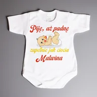 Body - Piję, aż padnę zupełnie jak ciocia - body niemowlęce - miniaturka - grafika 1
