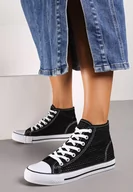 Trampki damskie - Czarne Płaskie Trampki z Perforacją Yelagia - miniaturka - grafika 1