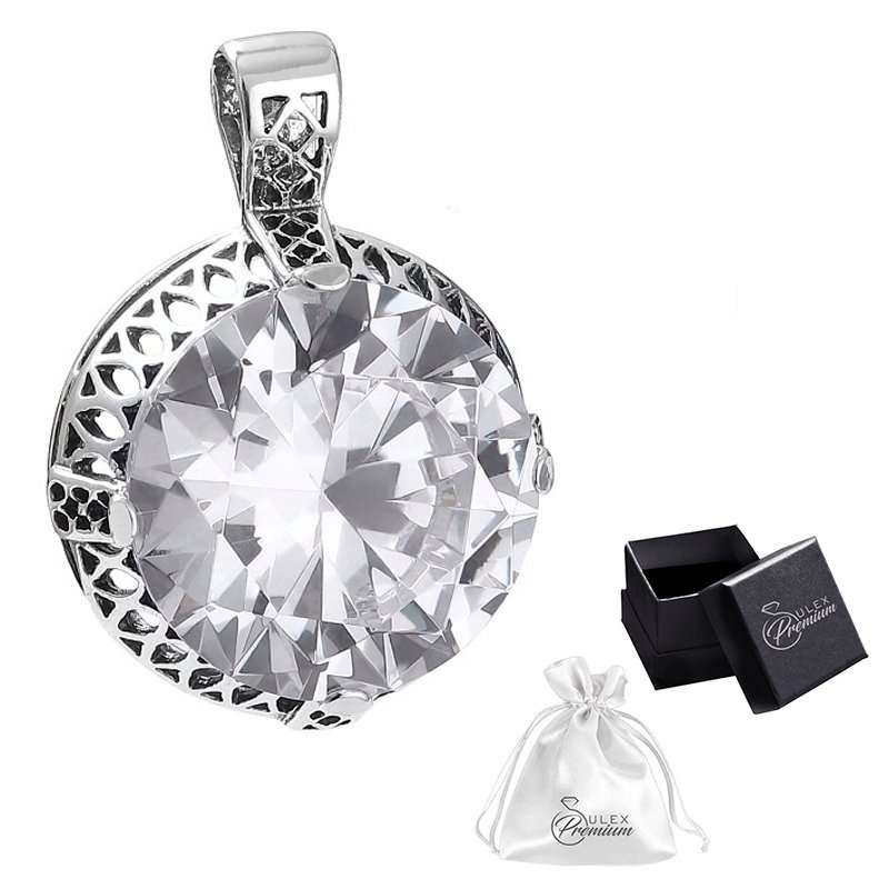 Zawieszka srebrna pr. 925 Okrągły Ażurowy Wisiorek z Cyrkonią (większy)