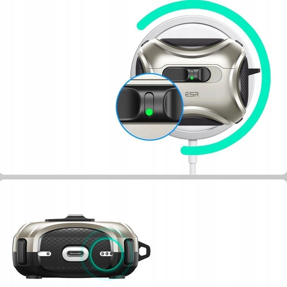 ESR Etui Cyber FlickLock HaloLock MagSafe do Apple AirPods Pro 3 Titanium