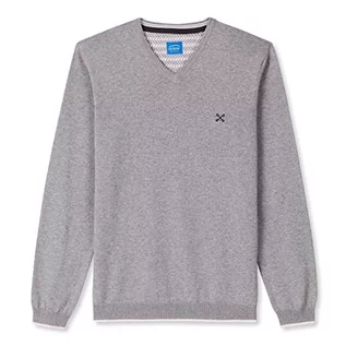 Swetry męskie - OXBOW sweter męski, szary melanż, XL - grafika 1