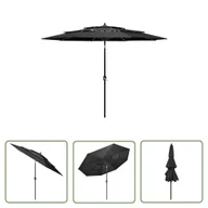 Parasole ogrodowe - The Living Store 3-poziomowy parasol na aluminiowym słupku - antracytowy - 3 m - Parasol Ogrodowy - miniaturka - grafika 1