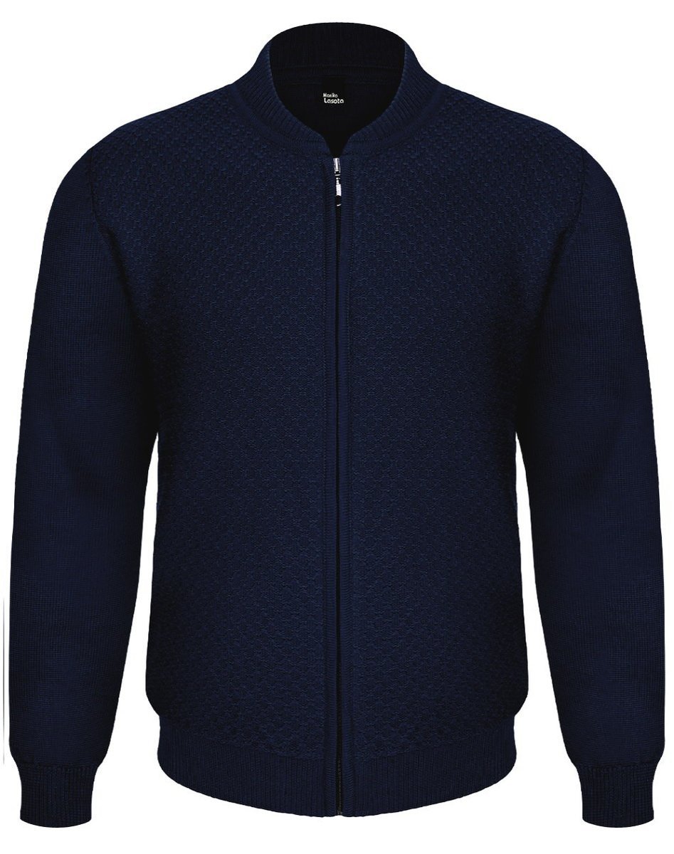 Granatowy rozpinany sweter męski kardigan z wełny merino SL04 Antonio 2XL