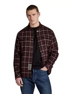 Kurtki męskie - G-STAR RAW Męska kurtka bomber Collar Overshirt Jacket, Wielokolorowy (Dk Fig Dash Check D20662-d406-g086), L - miniaturka - grafika 1