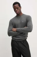 Swetry męskie - Calvin Klein sweter z domieszką jedwabiu kolor szary lekki K10K113549 - miniaturka - grafika 1