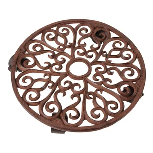 Metalowy kwietnik na kółkach ø 34,5 cm Ornament – Esschert Design - Kwietniki - miniaturka - grafika 1