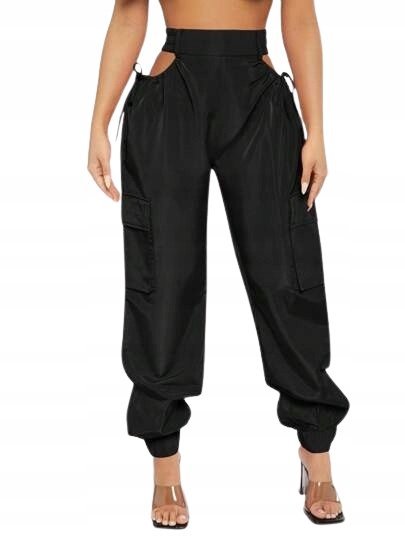 SHEIN SPODNIE DAMSKIE GŁADKIE CASUAL CZARNE 36 1EF