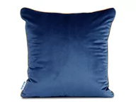 Poduszki dekoracyjne - Granatowa poduszka welwetowa 40x40 z ozdobną wypustką - miniaturka - grafika 1