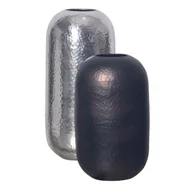 Wazony i flakony - Zestaw Wazonów Dekoracyjnych 2 szt. Aluminium Srebrno-Czarny-Brązowy - miniaturka - grafika 1