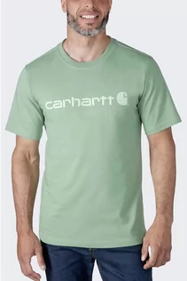 Koszulki sportowe męskie - Koszulka męska T-shirt Carhartt Heavyweight Core Logo S/S GF6 Loden Frost Heather - grafika 1
