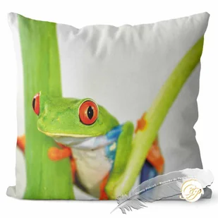 Poszewka 3D bawełna satyna 40x40cm ZIELONA ŻABA - Poszewki na poduszki - miniaturka - grafika 1