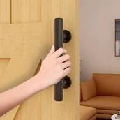 Zawiasy, okucia i inne akcesoria - Czarna klamka do drzwi przesuwnych, czarna klamka do drzwi, rustykalne okucia do drzwi przesuwnych, klamka do drzwi malowana proszkowo - miniaturka - grafika 1