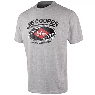 Koszulki męskie - Lee Cooper LCTS014 męska praca bezpieczeństwo logo nadruk bawełna okrągły dekolt T-shirt odzież robocza top, szary Marl, 2XL LCTS014 - grafika 1