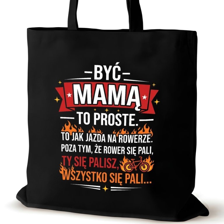 Czarna torba bawełniana dla MAMY na ramię walentynki biura śmieszna