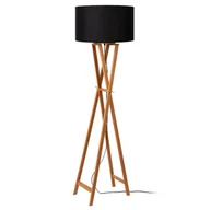 Lampy stojące - Drewniana lampa podłogowa Trafalgar 30763/81/30 Lucide lniany abażur czarna - miniaturka - grafika 1