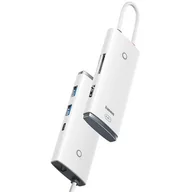 Huby USB - Baseus Lite Series wielofunkcyjny HUB USB Typ C - 2 x USB 3.0 / USB Typ C PD / HDMI 1,4 / SD/TF biały (WKQX050102) - miniaturka - grafika 1
