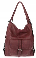 Torebki damskie - Torebka Damska Shopper Listonoszka Plecak 2w1 Torba na Ramię 7136 Bordowa - miniaturka - grafika 1