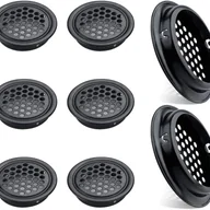 Kratki wentylacyjne - Zestaw 8 okrągłych kratek wentylacyjnych ze stali nierdzewnej do mebli kuchennych, otwór wentylacyjny ze stali nierdzewnej (53 mm, czarny) - miniaturka - grafika 1
