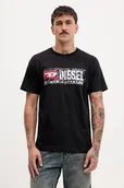 Koszulki męskie - Diesel t-shirt bawełniany T-NORM-T6 męski kolor czarny z nadrukiem A19436.0PLAT - miniaturka - grafika 1