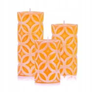 Świece - ŚWIECA DEKORACYJNA KOŁA 3SZT kolor POMARAŃCZOWY - miniaturka - grafika 1