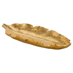 Patera Dekoracyjna Liść Kamil 64X31X9 Złota - Tace i patery - miniaturka - grafika 1