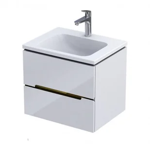 Oristo Szafka wisząca podumywalkowa SILVER UNI 60 cm, BIAŁY POŁYSK, LISTWA ZŁOTY OR33-SD2S-60-1-V5 - Szafki łazienkowe - miniaturka - grafika 1
