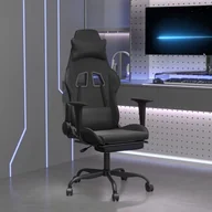 Fotele gamingowe - Lumarko Masujący fotel gamingowy z podnóżkiem, czarny, sztuczna skóra - miniaturka - grafika 1
