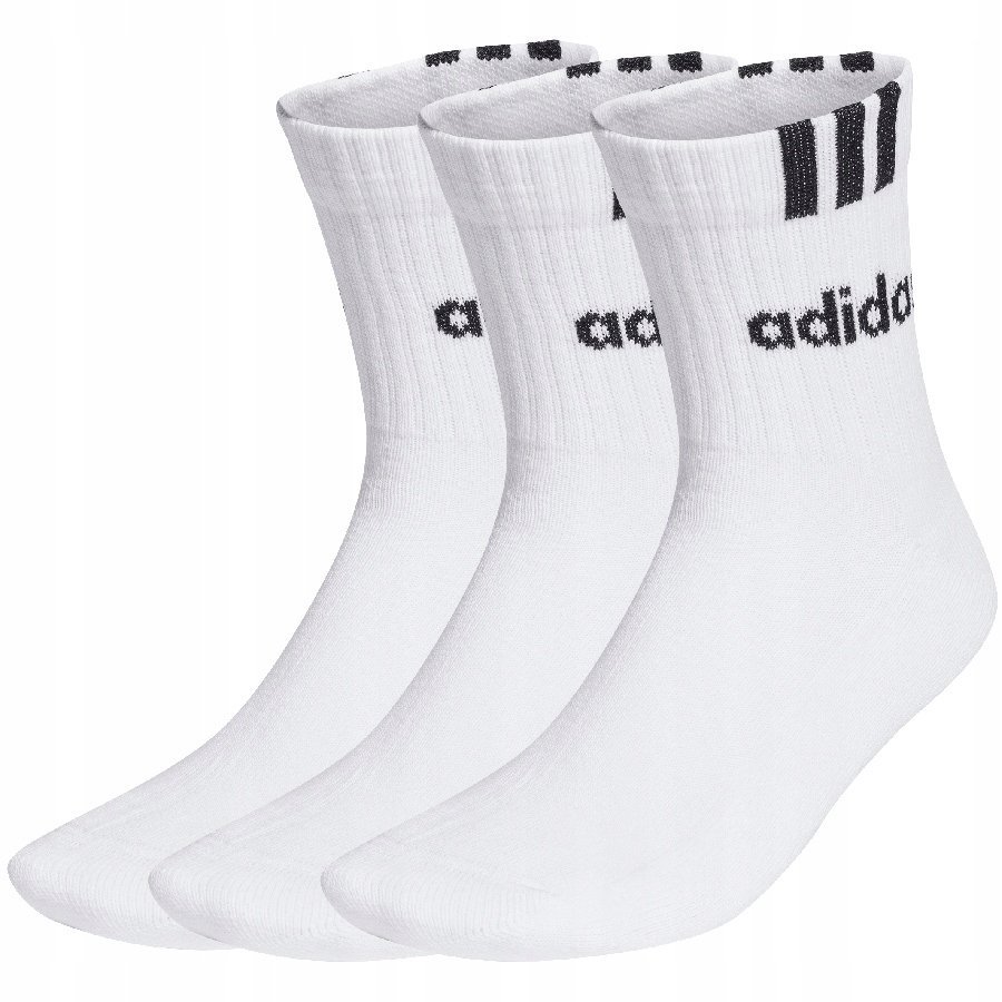 Skarpety adidas 3-Stripes Linear Half-Crew Cushioned 3P białe HT3437 37-39