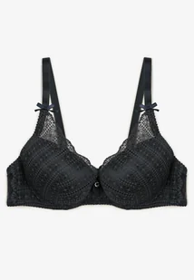 Ciemnozielony Biustonosz z Koronką i Cyrkoniami z Efektem Push Up Joelora - Biustonosze - miniaturka - grafika 1