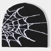 Czapki damskie - Czapka pajęczyna spider pająk beanie w stylu Y2K czarna streetwear - miniaturka - grafika 1