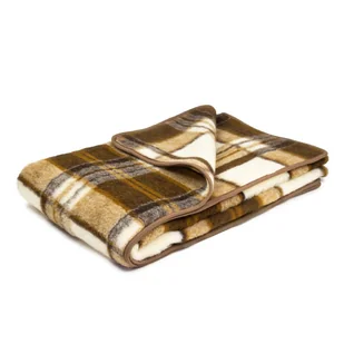 Koc wełniany merynos 160x200 Krata brązowy wyroby rehabilitacyjne pościelowe wyroby rozgrzewające - Koce - miniaturka - grafika 1
