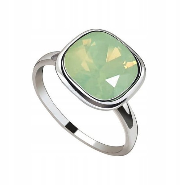 Pierścionek srebrny pr.925 Zielony kryształ r.15