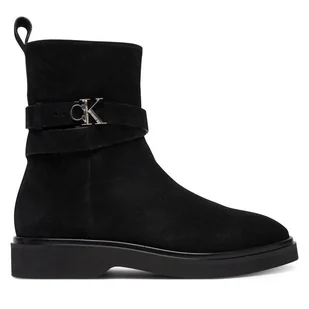 Botki Calvin Klein Ankle Boot W/ Metal Logo Sue HW0HW02664 Czarny - Botki damskie - miniaturka - grafika 1
